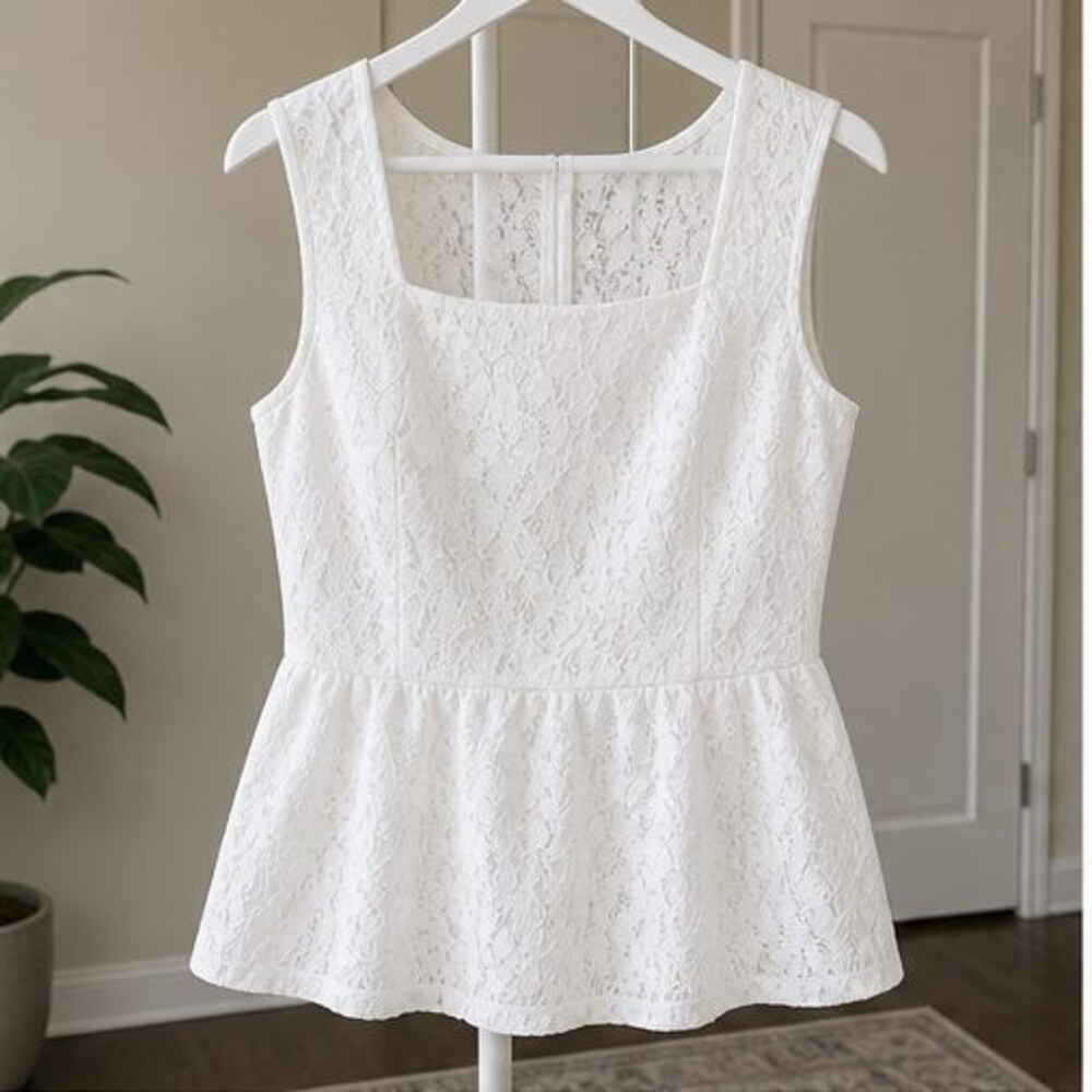 White Peplum Top